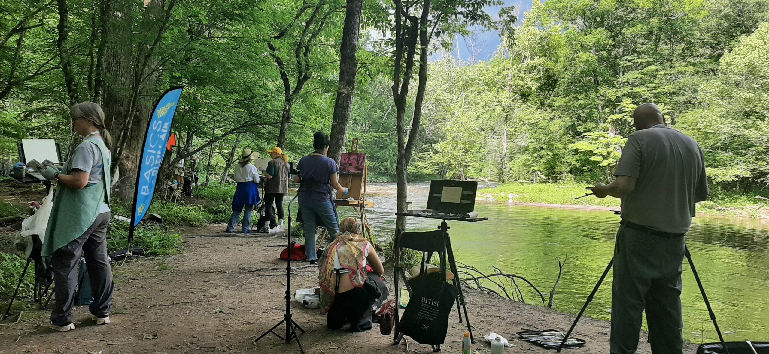 Many painters found a cozy place to set up along the bank to paint, including our "Plein Air Basics" group