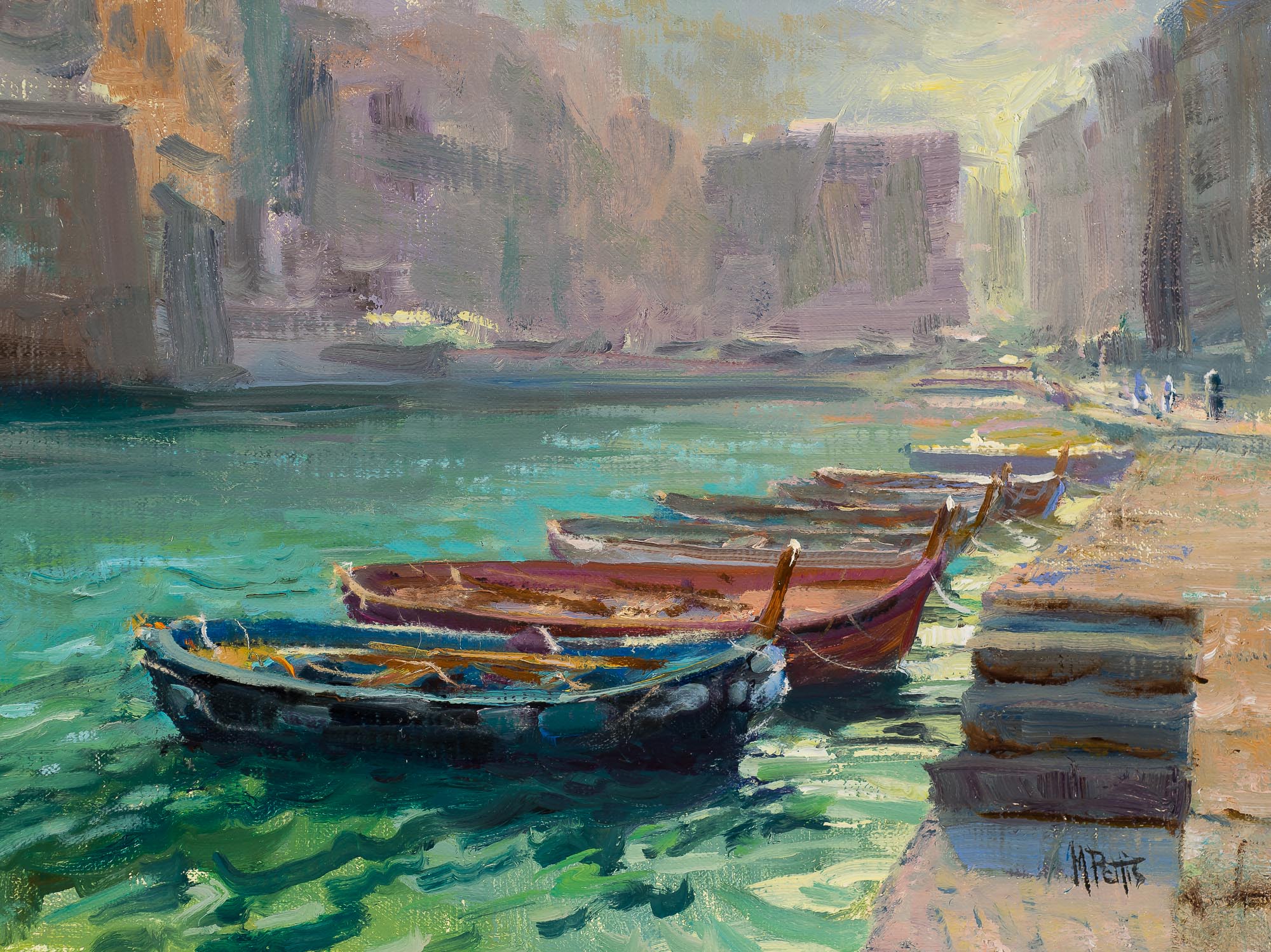 6. Mary Pettis, “Fishingboats — Vernazza,” 2019, oil, 9 x 12 in., Available from artist, Plein air painting