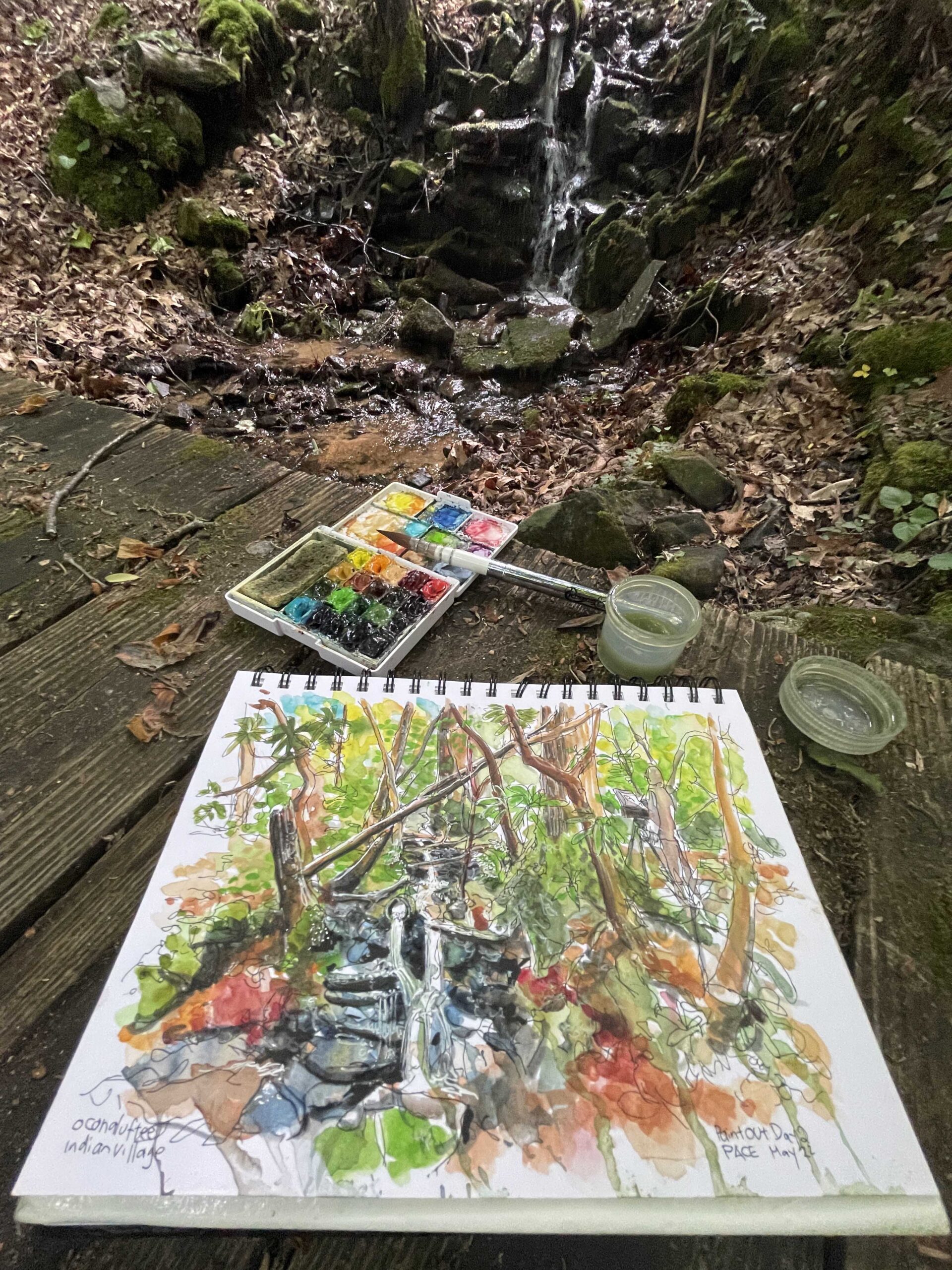 Above & below: From the PACE Paint Out at the Oconaluftee Indian Village