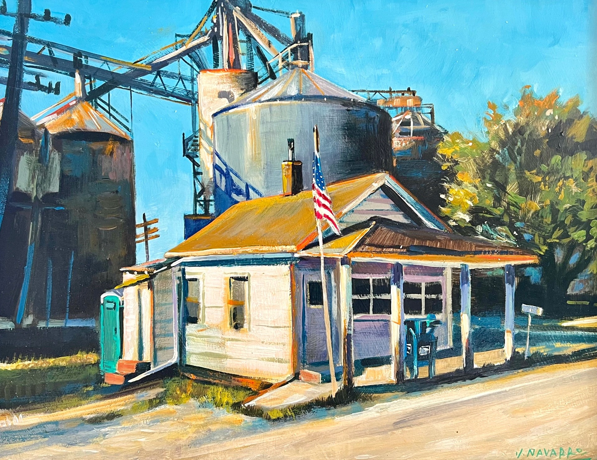Jimmy Navarro (Des Moines, Iowa), “Small Town Post Office,” Acrylic, 9x12 in.