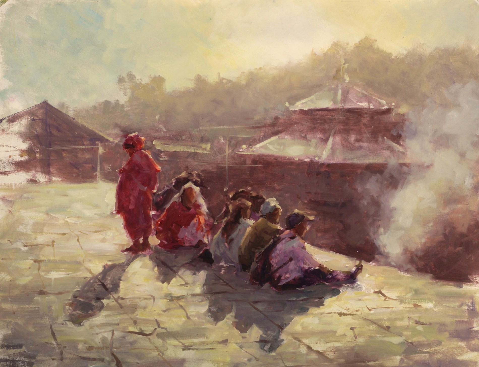 Marcel Wissing Boada (Germany), “Pashupatinath, Kathmandu,” Oil, 19 x 25 in.