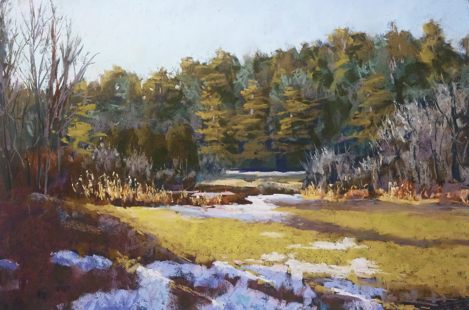 Keith Demanche, “First Peek of Spring,” Pastel, 12 x 18 in.