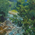 Ulrich Gleiter, "Along the River," 2012, oil on linen, 43.3 x 23.6