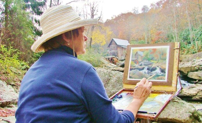 Sharon Griffes Tarr, painting on location and staying cool in the heat