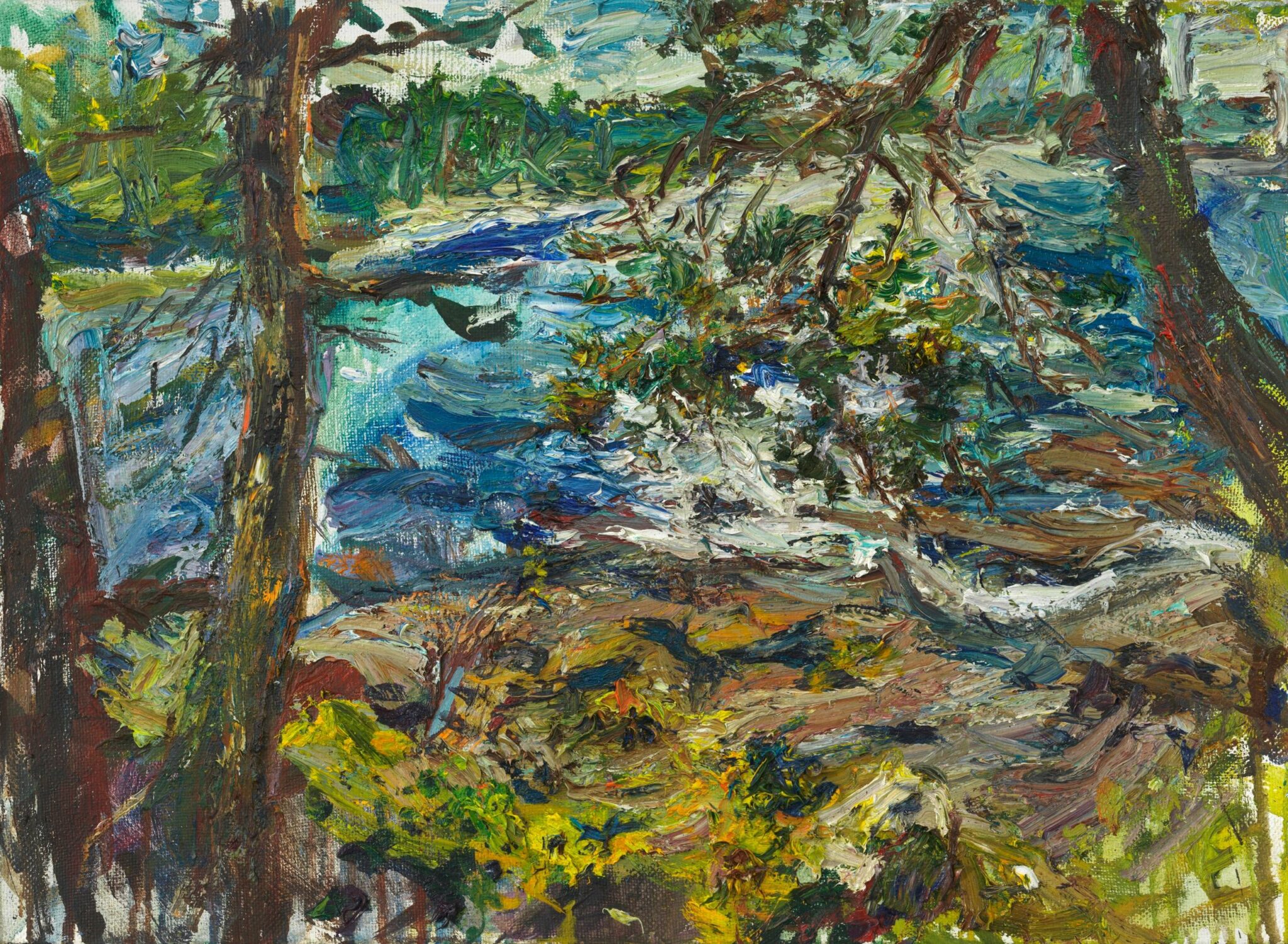 Ulrich Gleiter, "By the Lake," 2022, oil on linen, 22 x 30.75