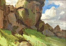 Lori Putnam, "The Cow and Calf," 2018, oil, 11 x 14in., Private collection, Plein air