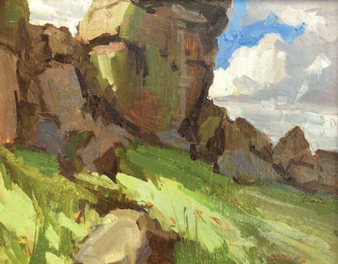 Lori Putnam, "The Cow and Calf," 2018, oil, 11 x 14in., Private collection, Plein air