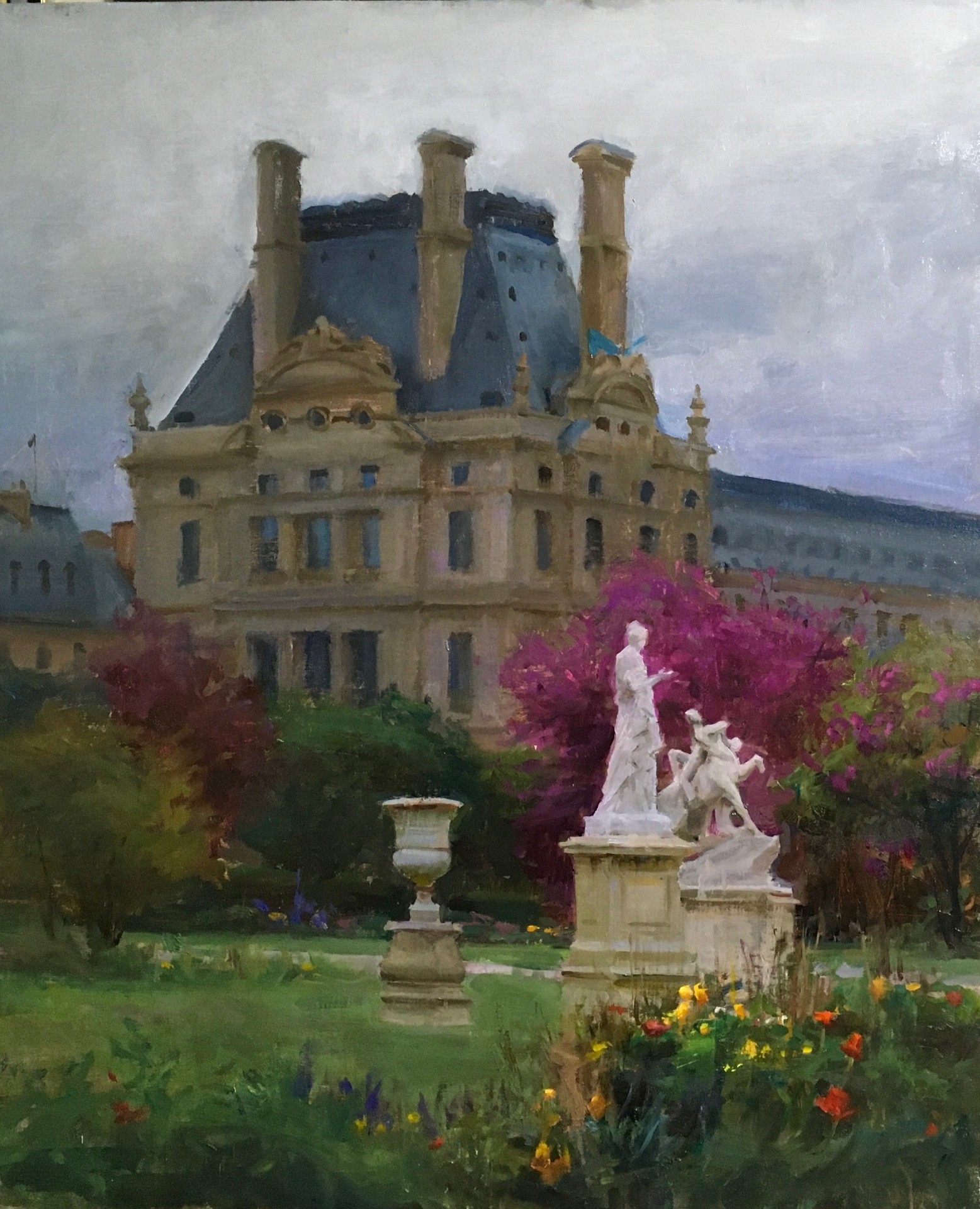 PleinAir Salon - Kyle Ma, “Overcast Day in the Tuileries,” Oil, 24x20 in.