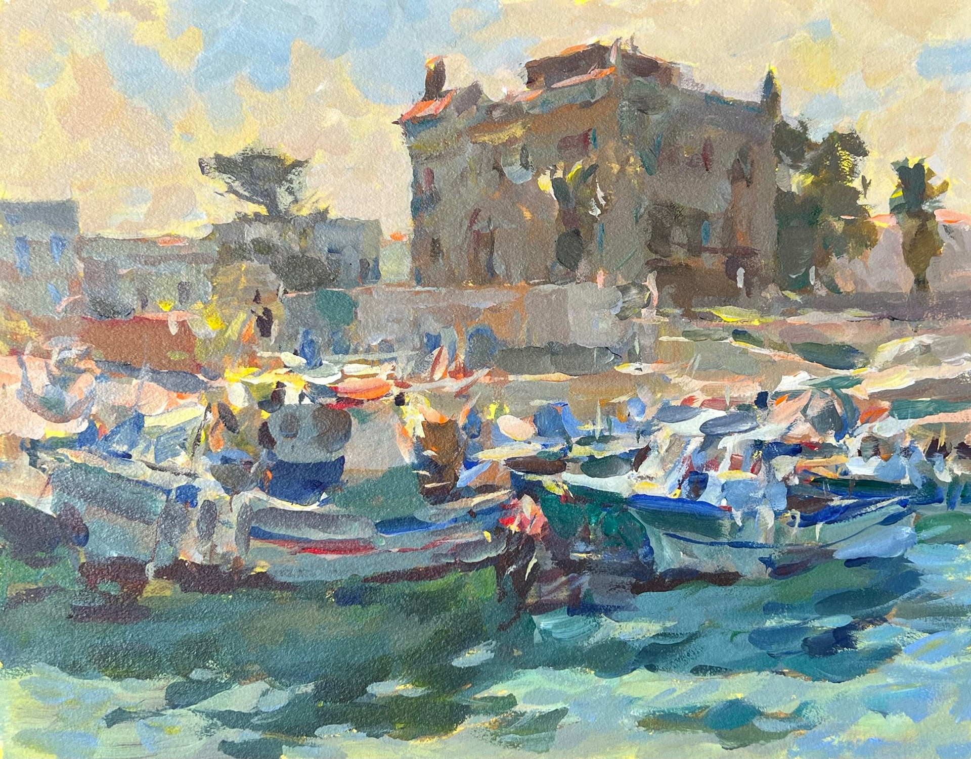 Kevin Macpherson, “Isola de Favignana Harbor, Sicily,” Acrylic, 11x14 in.