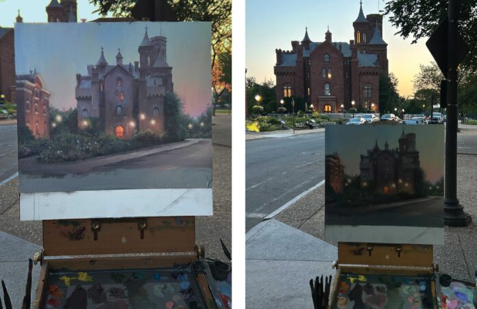 Plein air painting at night