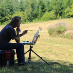 Plein air artist Don Bishop, painting with acrylics on location